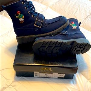 Boys Navy polo Mallet bear ranger boot